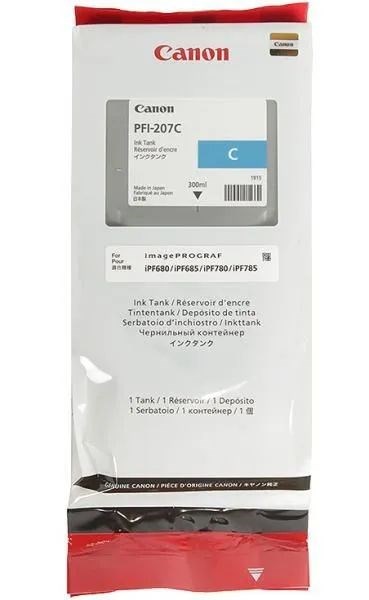 PFI-207C 8790B001 Картридж Canon для iPF680 685 780 785 cyan 300ml оригинал pfi-207c - фото 4667
